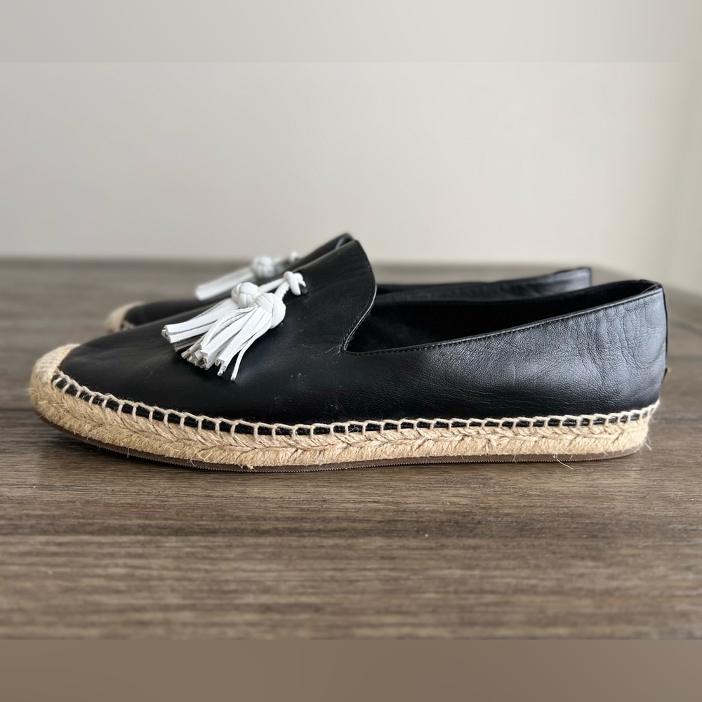 Burberry Black Leather Espadrilles with Tassels